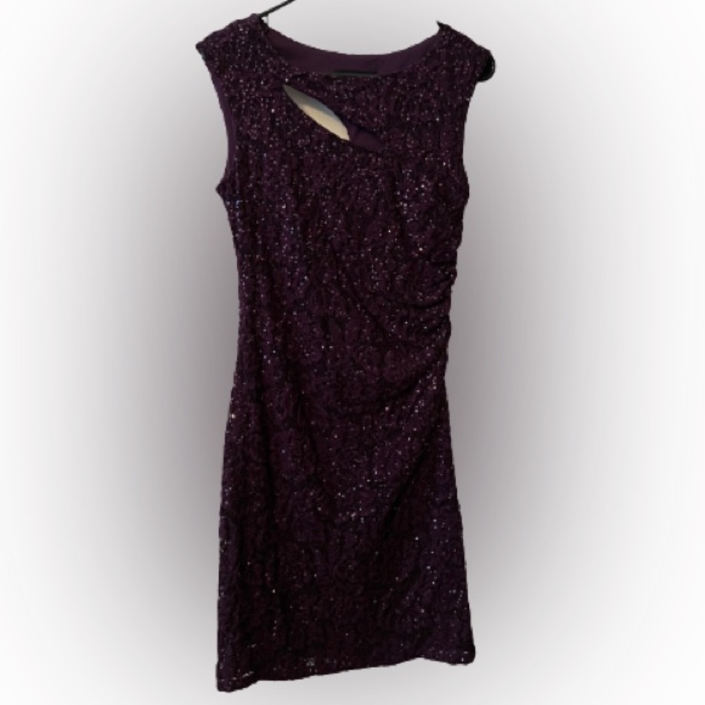 Eggplant Cutout Dress with Sequins